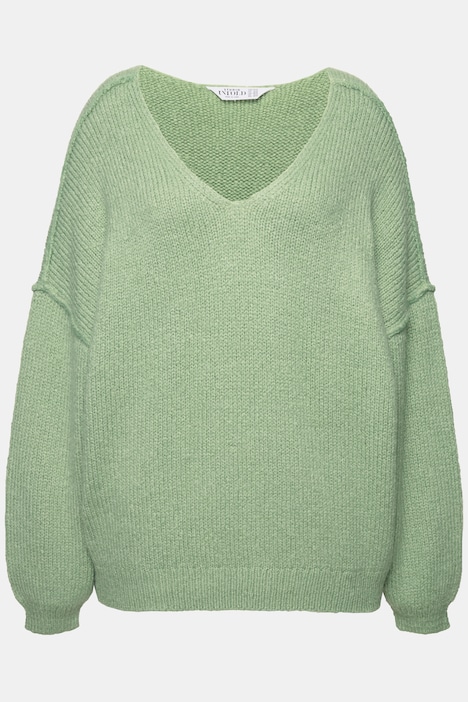 Pullover, V-Ausschnitt, weiter Langarm, oversized