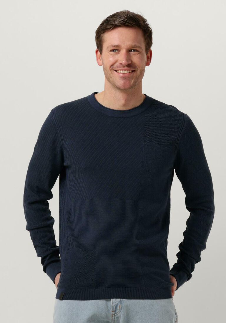 CAST IRON donkerblauwe cast iron trui crewneck cotton modal