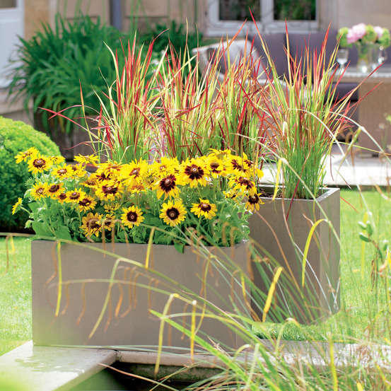 Jardinière urban en fibre de verre et poudre de pierre gris - 80x23x40