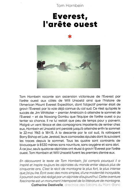 EDITIONS DU MONT BLANC - EVEREST L ARETE OUEST