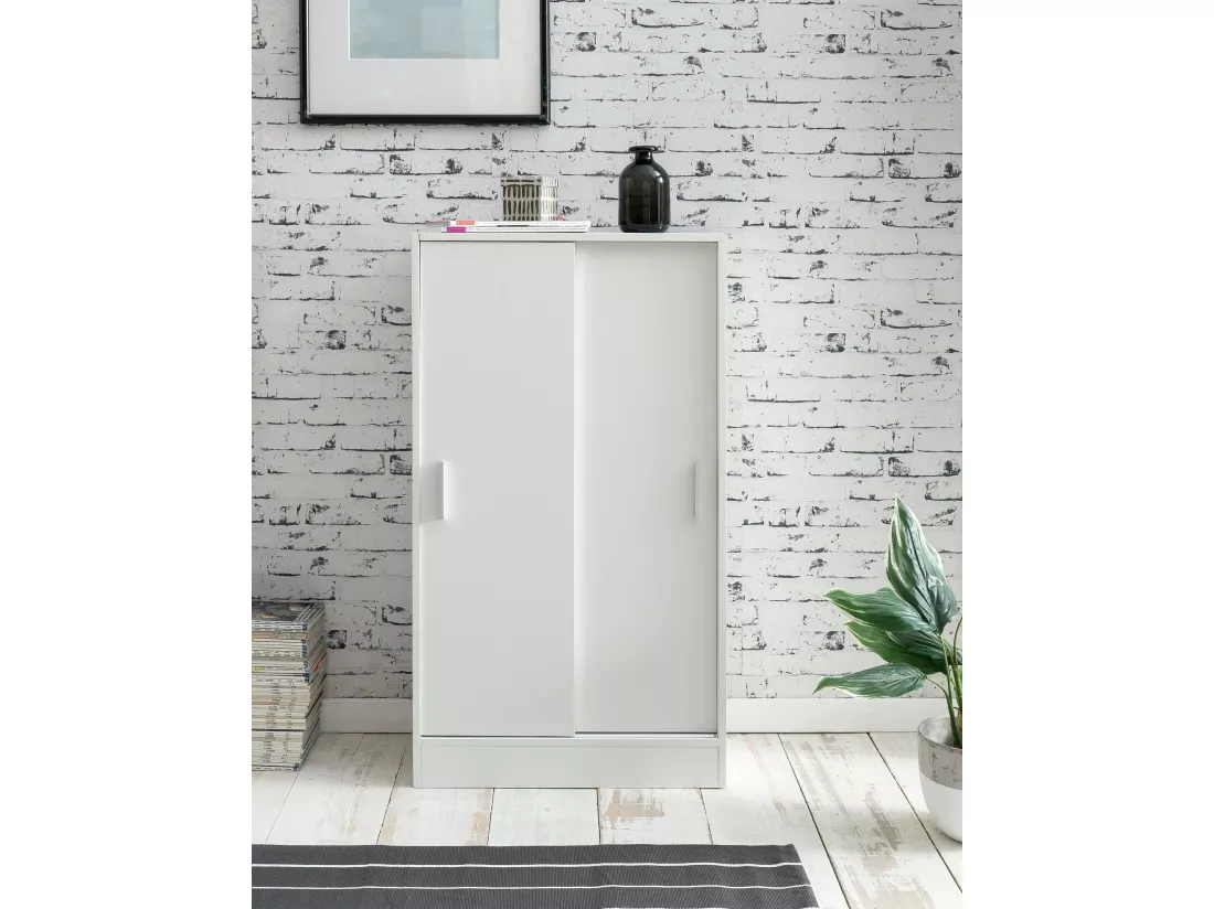 Commode avec 2 portes Armoire 60x107,5x28,5 cm Blanche Buffet Cabinet