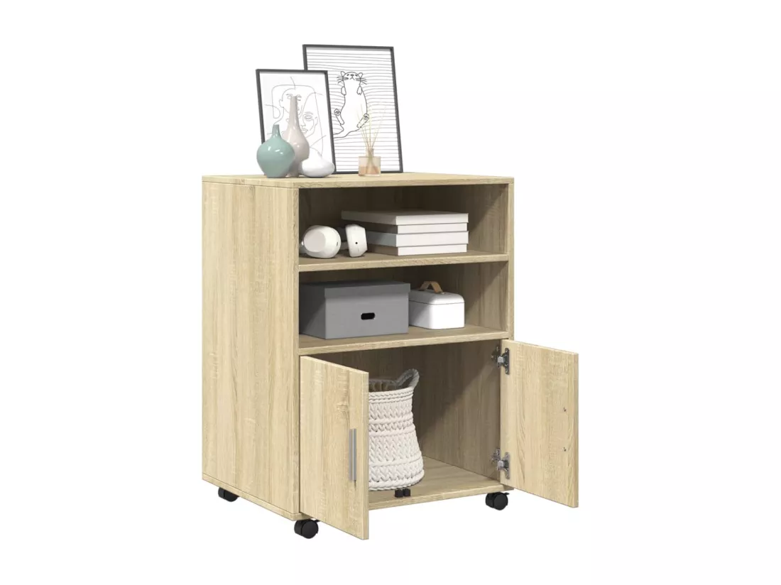 Armoire à roulettes chêne sonoma 60x48x81 cm bois d'ingénierie