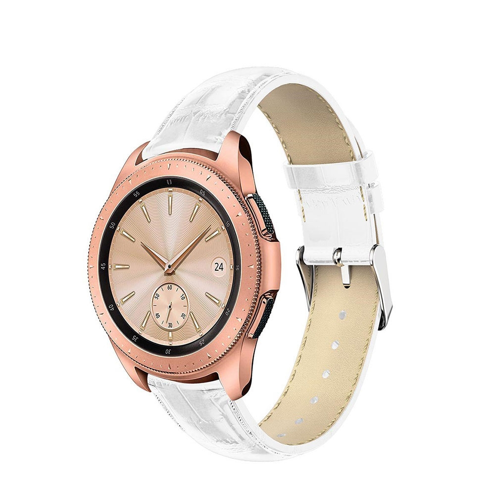 Samsung Galaxy Watch 5 (44/40mm) / Watch 5 Pro (45mm) Echtleder Armband im Kroko Look - Weiss