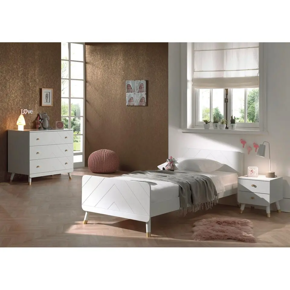 Commode Billy 100x57x89cm 3 lades - wit/goud