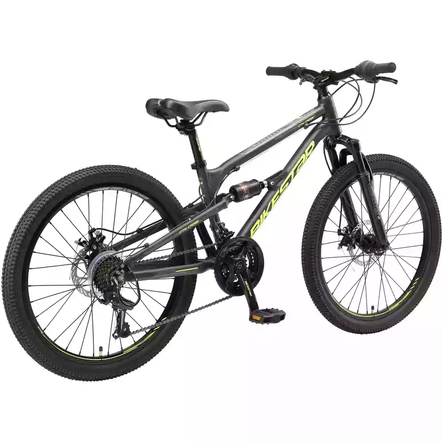 Bikestar Kinderrad Fully MTB Alu 24 Zoll schwarz