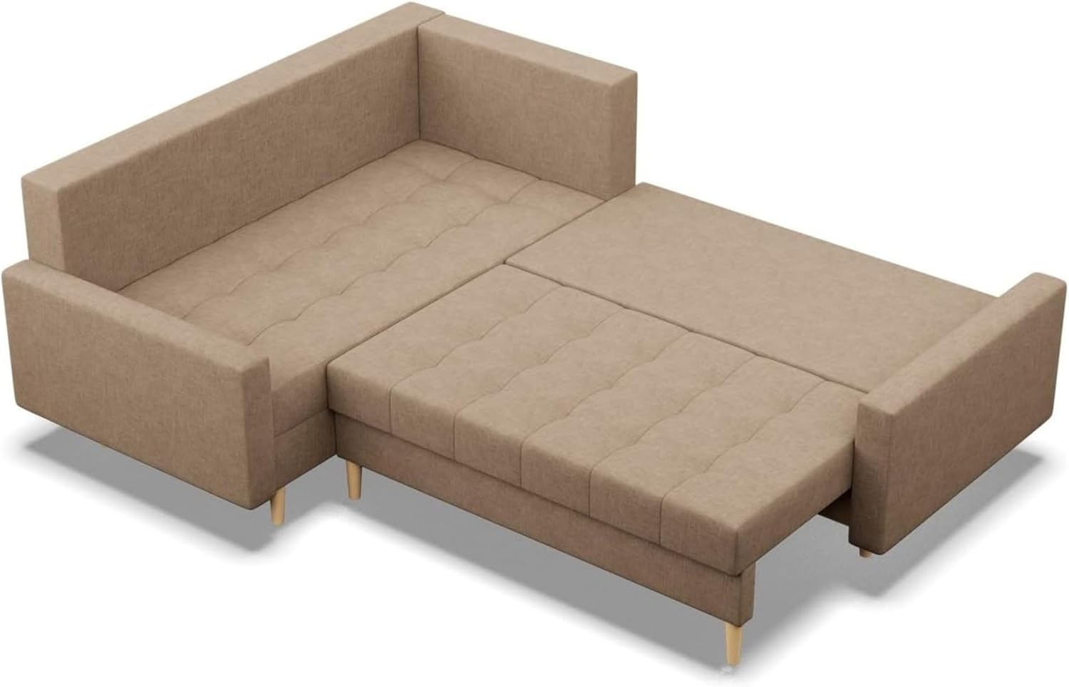 Mebligo - Ecksofa mit Schlaffunktion und Bettkasten Elma, Eckcouch mit Ottomane Links, Sofa L Form (BxTxH) 223 x 172 x 88 cm, Couch Wohnzimmer, Ecke Sofa, Braun (Lux 2)
