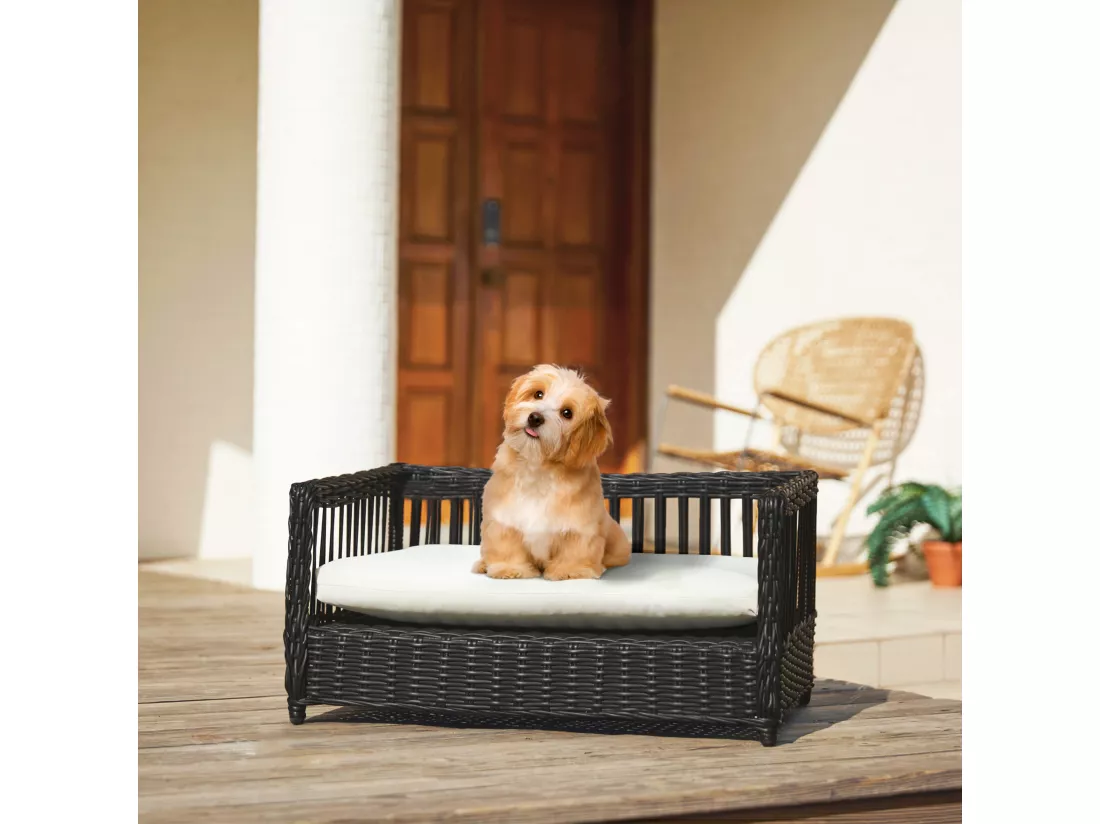 Clotho Intérieur Extérieur Osier Rotin Chat ou Petit Chien Lit Canapé