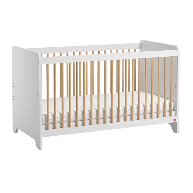 Lit bébé 60x120 LEAF Blanc/Bois - VOX