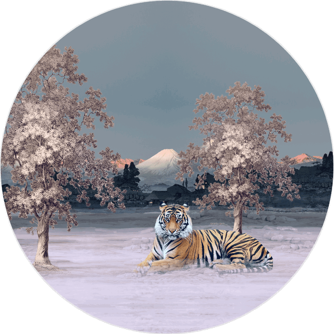 Bob Ross chilling tiger by Steffie De Leeuw - Limited Edition. Edition of: 150. Signed.