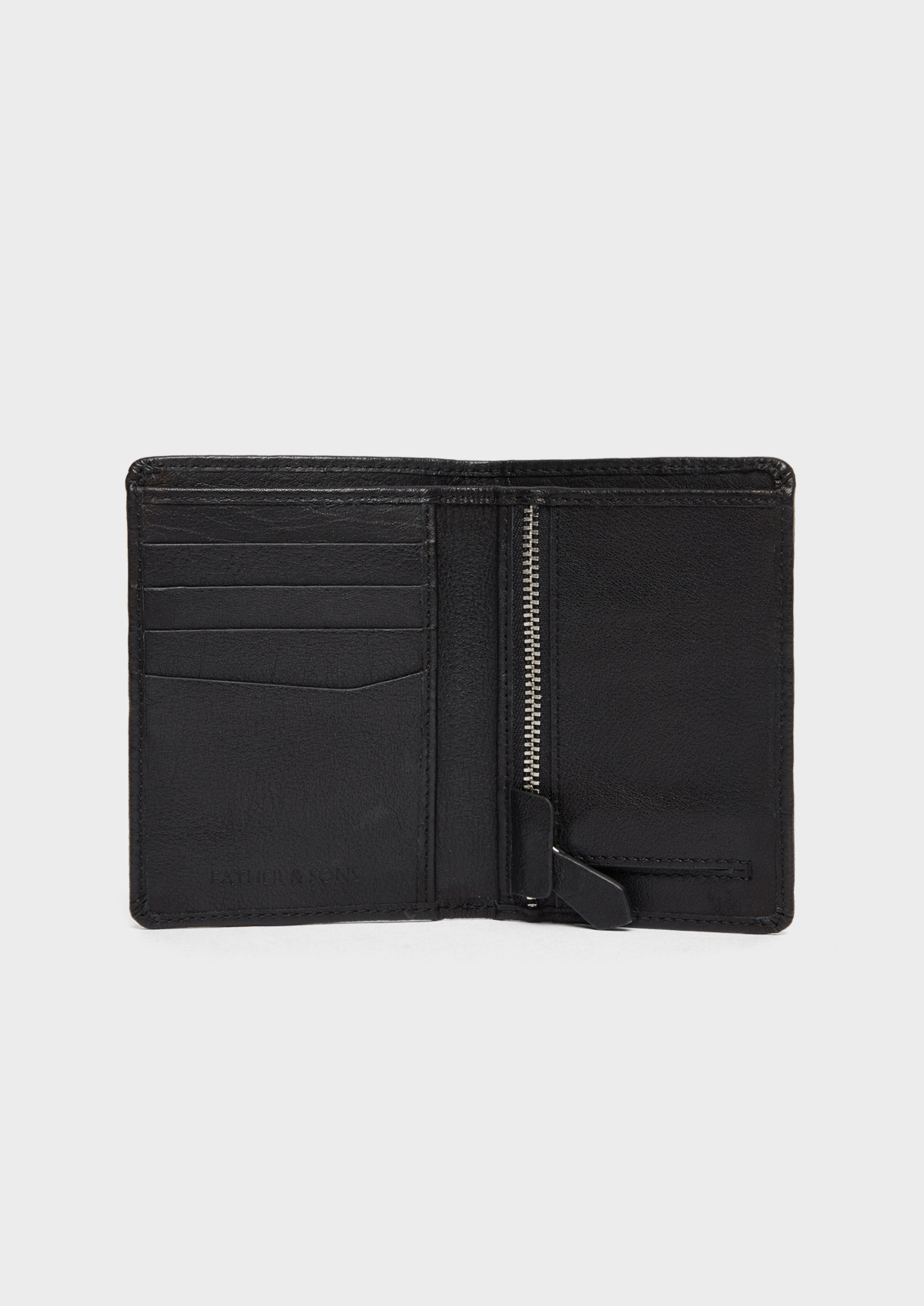 Portefeuille européen en cuir grainé noir