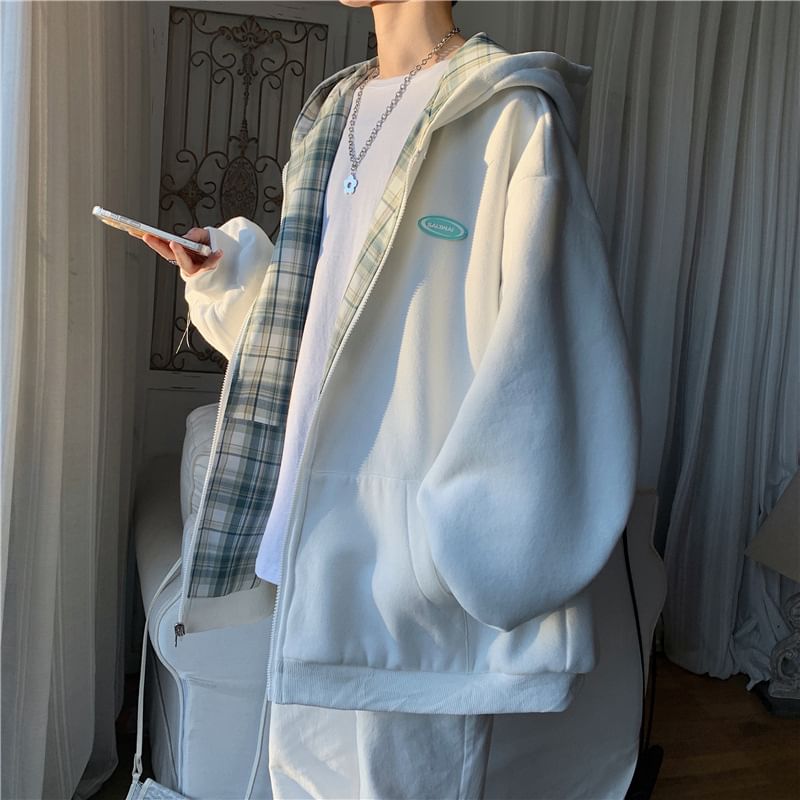 GRAYCIOUS - Omkeerbare geruite hoodie met rits