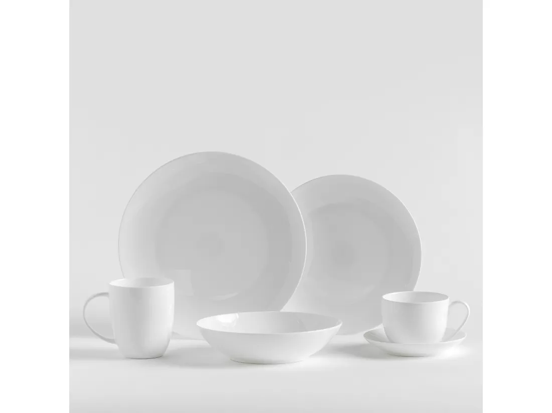 Tasse Avec Soucoupe Bianco Blanc Moyen 7.6 x 14.1