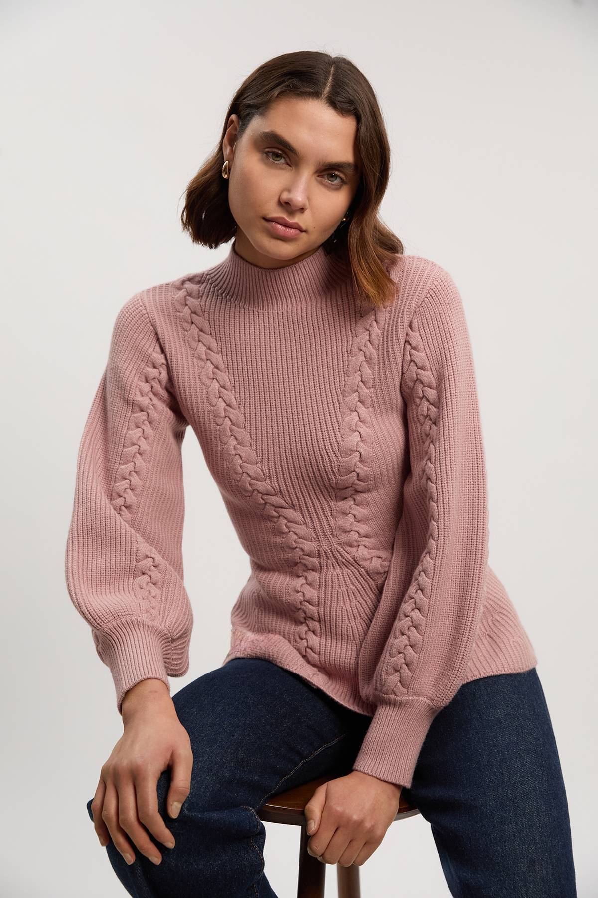 KarenMillen Synthétiquell Peplum en Maille Torsadée