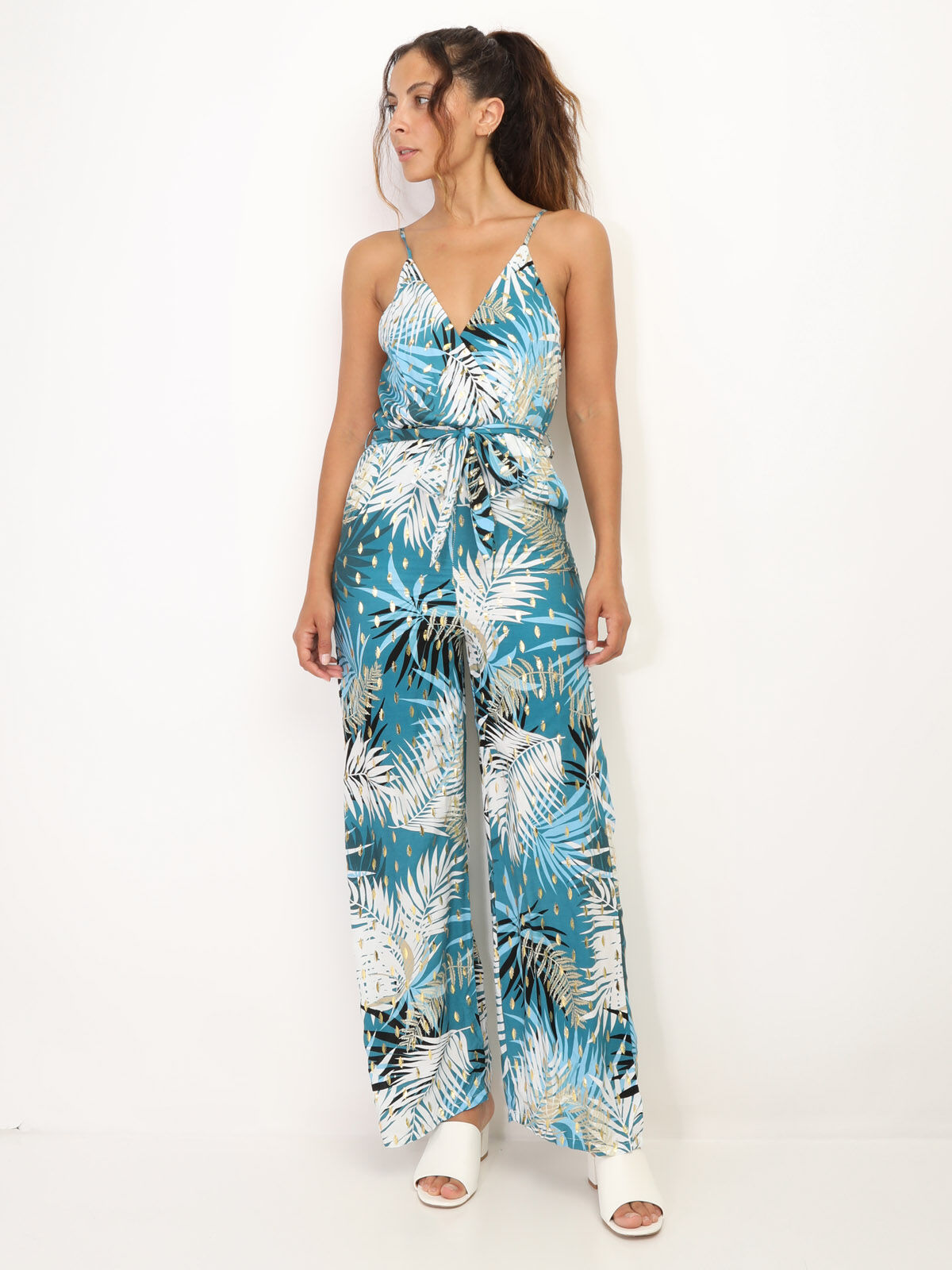 Combinaison à motif tropical- Bleu