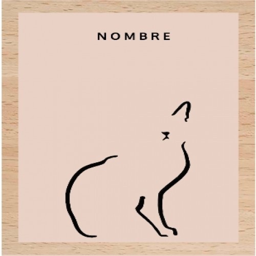 Ilustração em silhueta de um gato com uma moldura de madeira rosa.