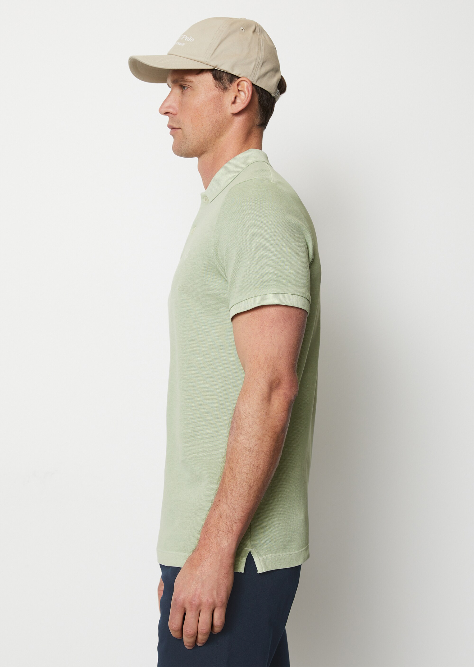Kurzarm-Poloshirt Piqué shaped aus Organic Cotton-Stretch