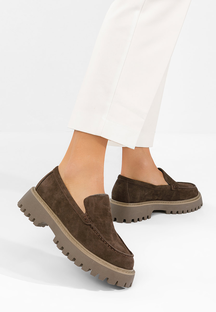 Mocassins femme à semelle épaisse bruns Analeia