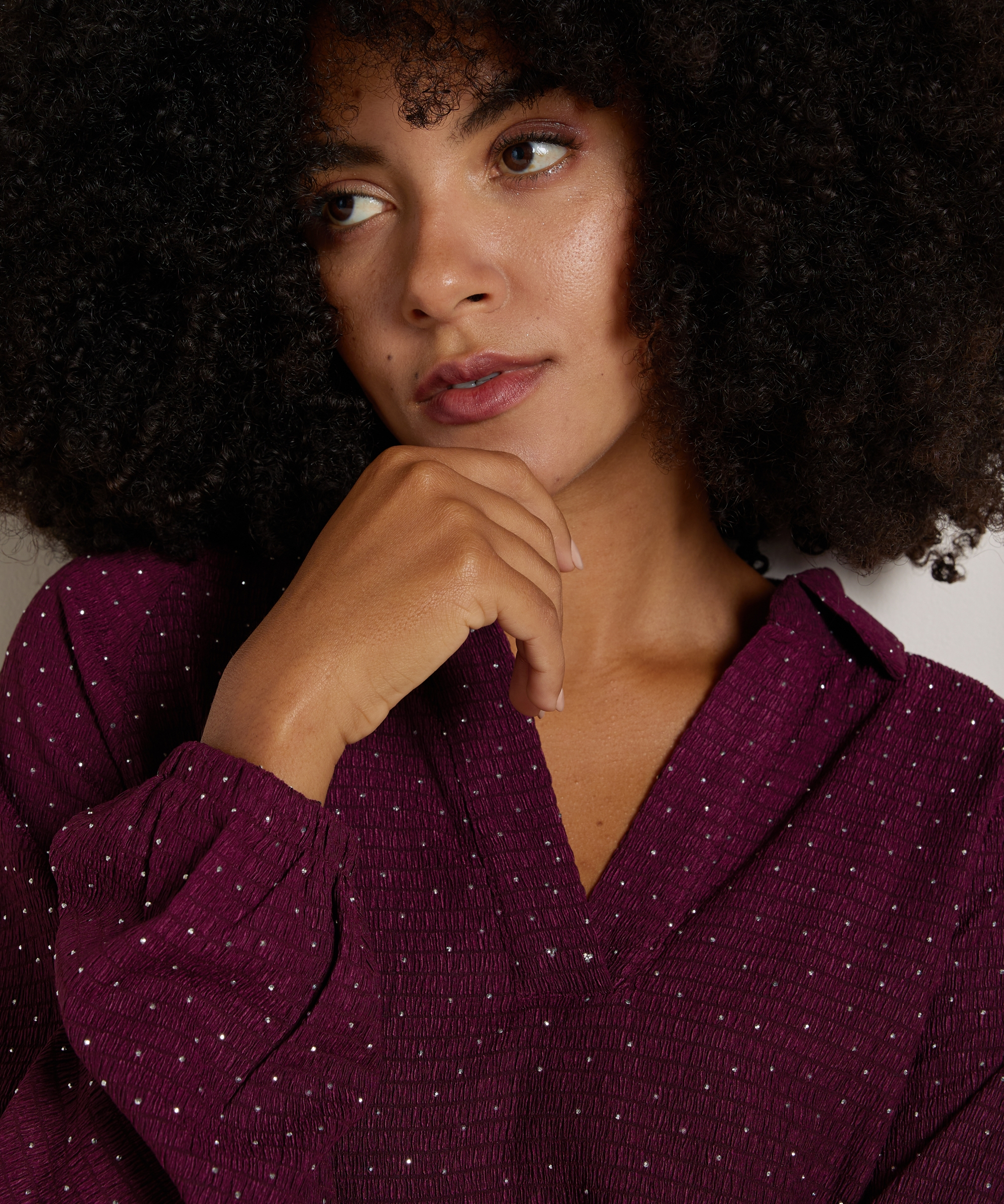 glitter top met kraag