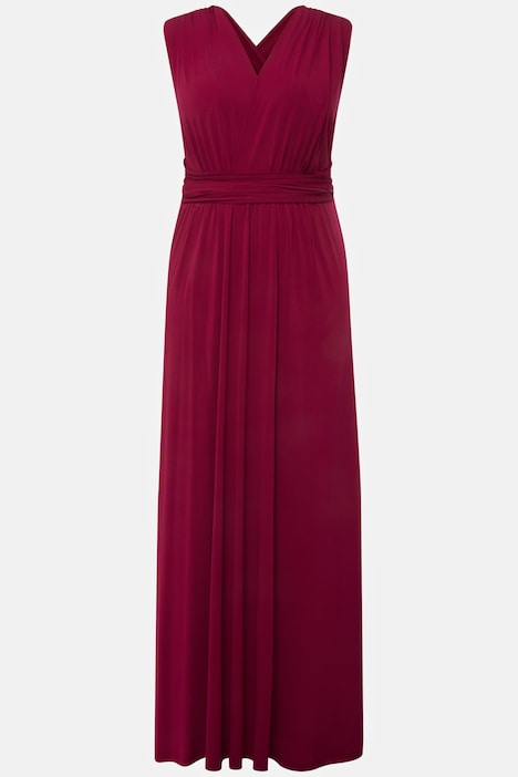Jersey-Wickelkleid, Maxilänge, Rock in A-Line, ärmellos