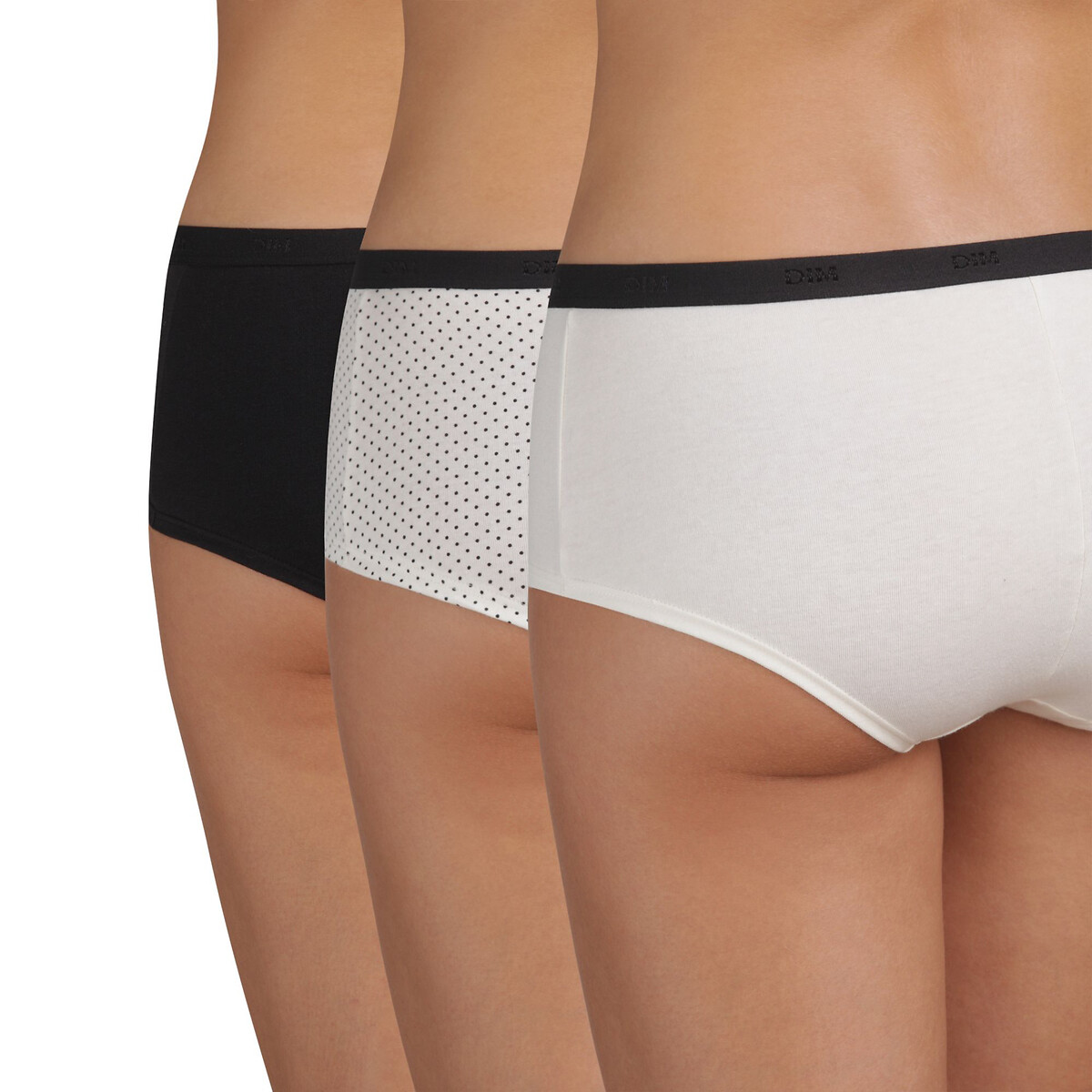 DIM<br>Conjunto de 3 calças de cintura baixa com bolsos pequenos em algodão elástico