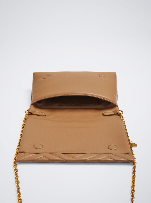 Bolso Padded Asa De Cadena - Marrón