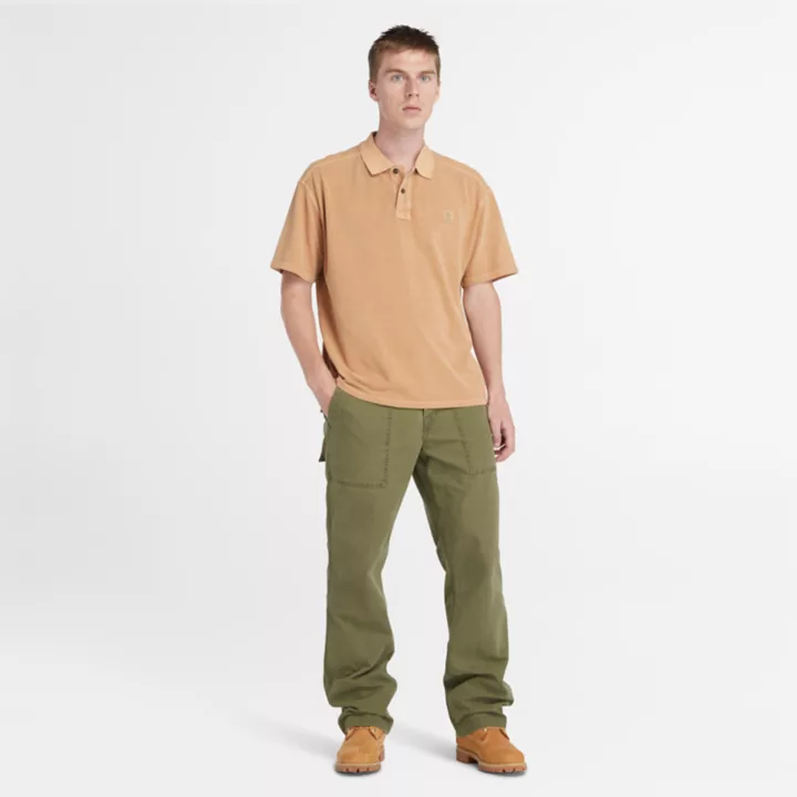 Polo court teint en plongée pour homme en orange