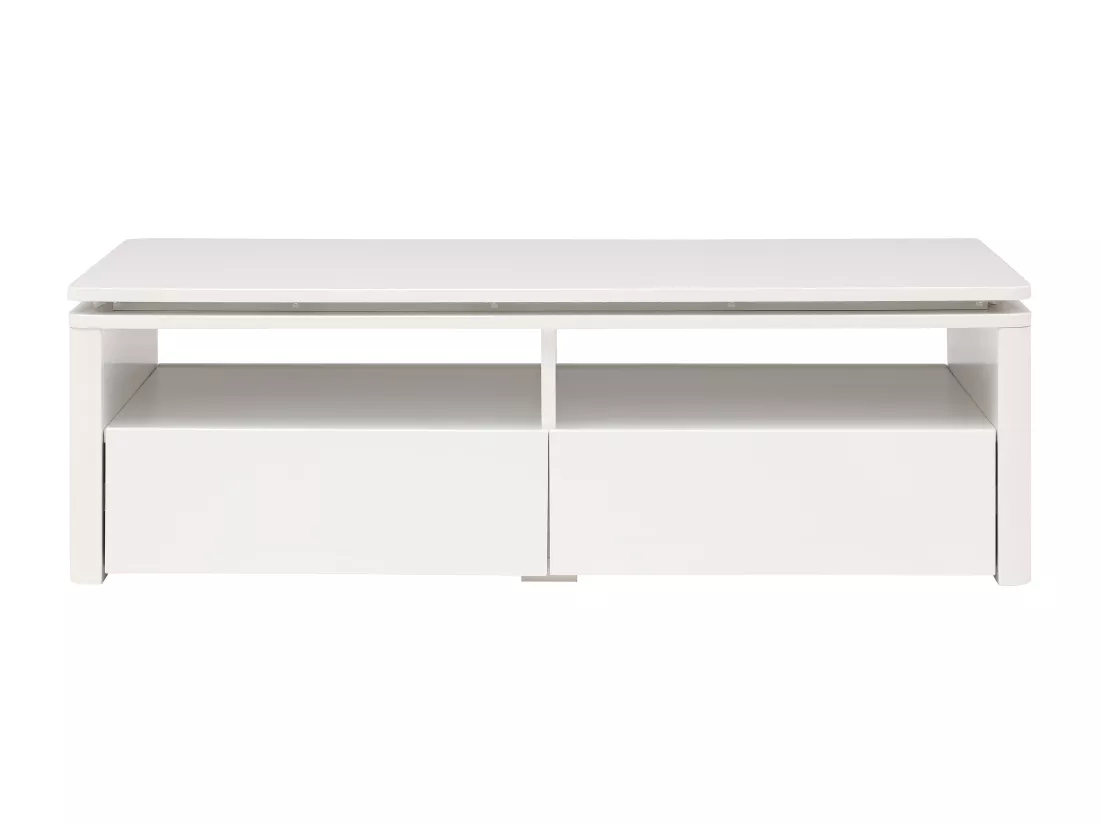 Table basse 2 tiroirs et 2 niches avec LEDs - Blanc - SYLPIA