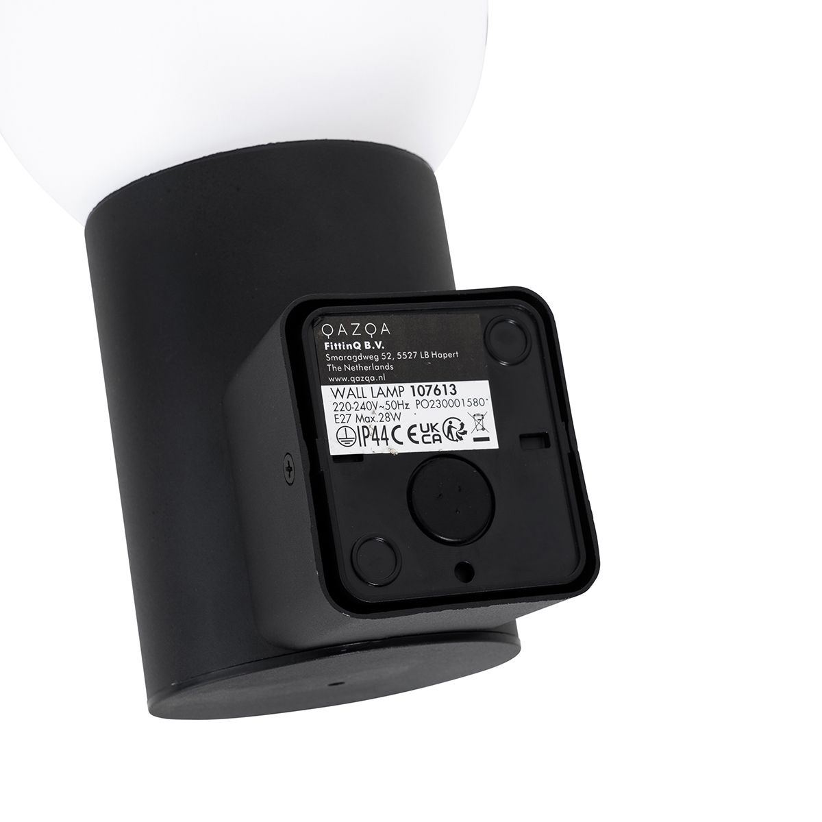 Buiten wandlamp zwart met opaal glas IP44 - Huma