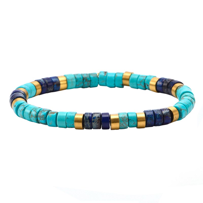 Bracelet Perles Heishi Jaspe Bleu Turquoise-Small-16cm