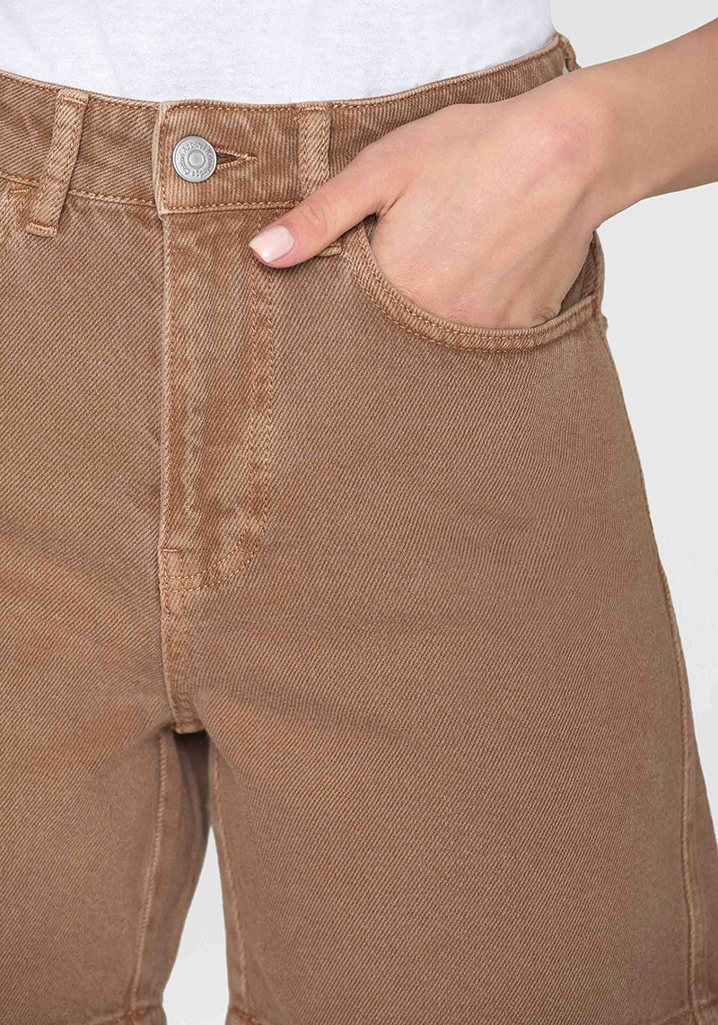 Knowledge Cotton Apparel Jeansshorts Gale Straight Mid-Rise Twill 5-Pocket Shorts Tiramisu