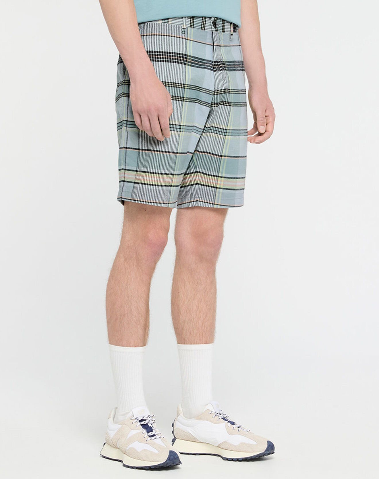 Tommy Hilfiger Bermuda en Lin mélangé Harlem Madras à carreaux bleu/gris/vert