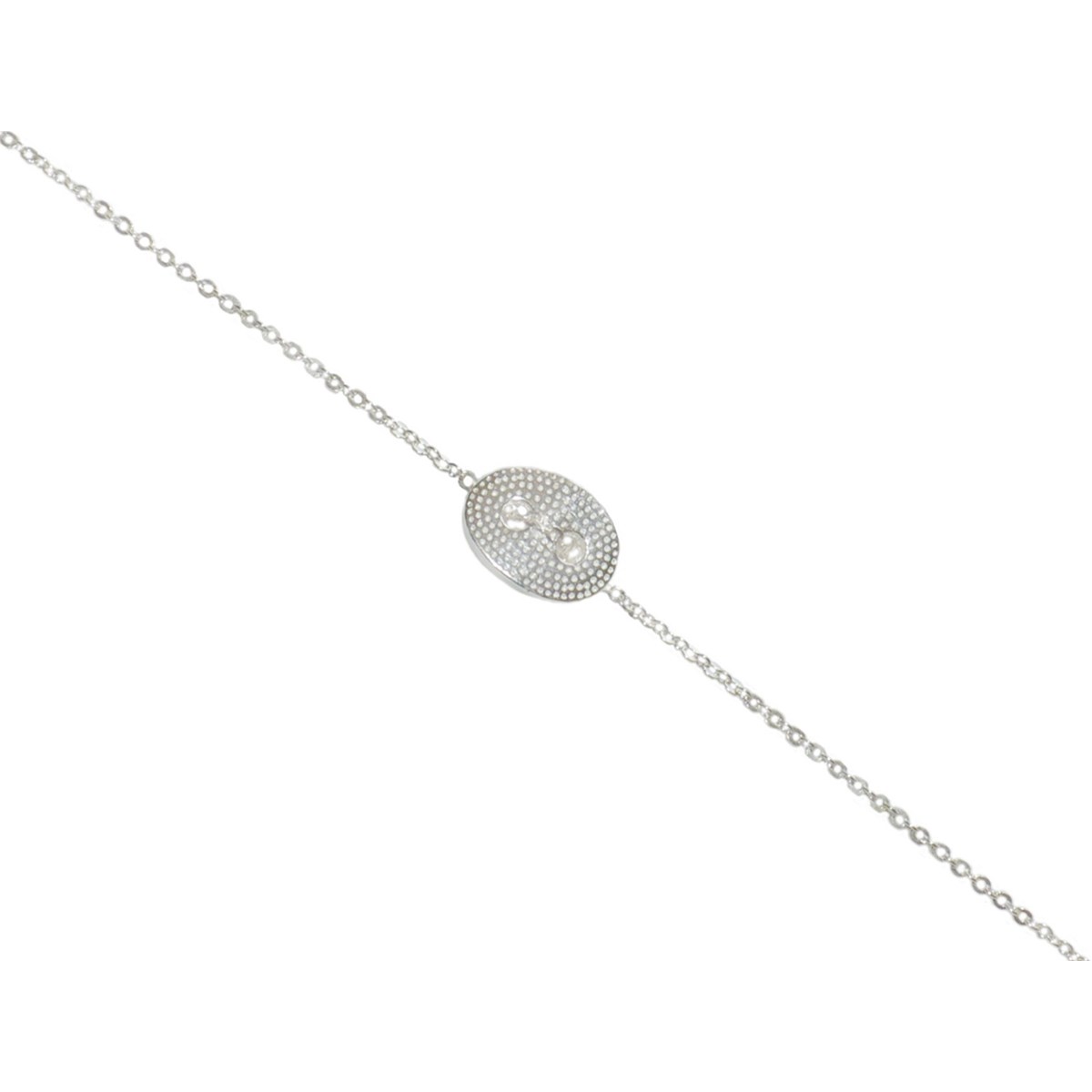 Bracelet chaînette &  médaille bouton en argent 925