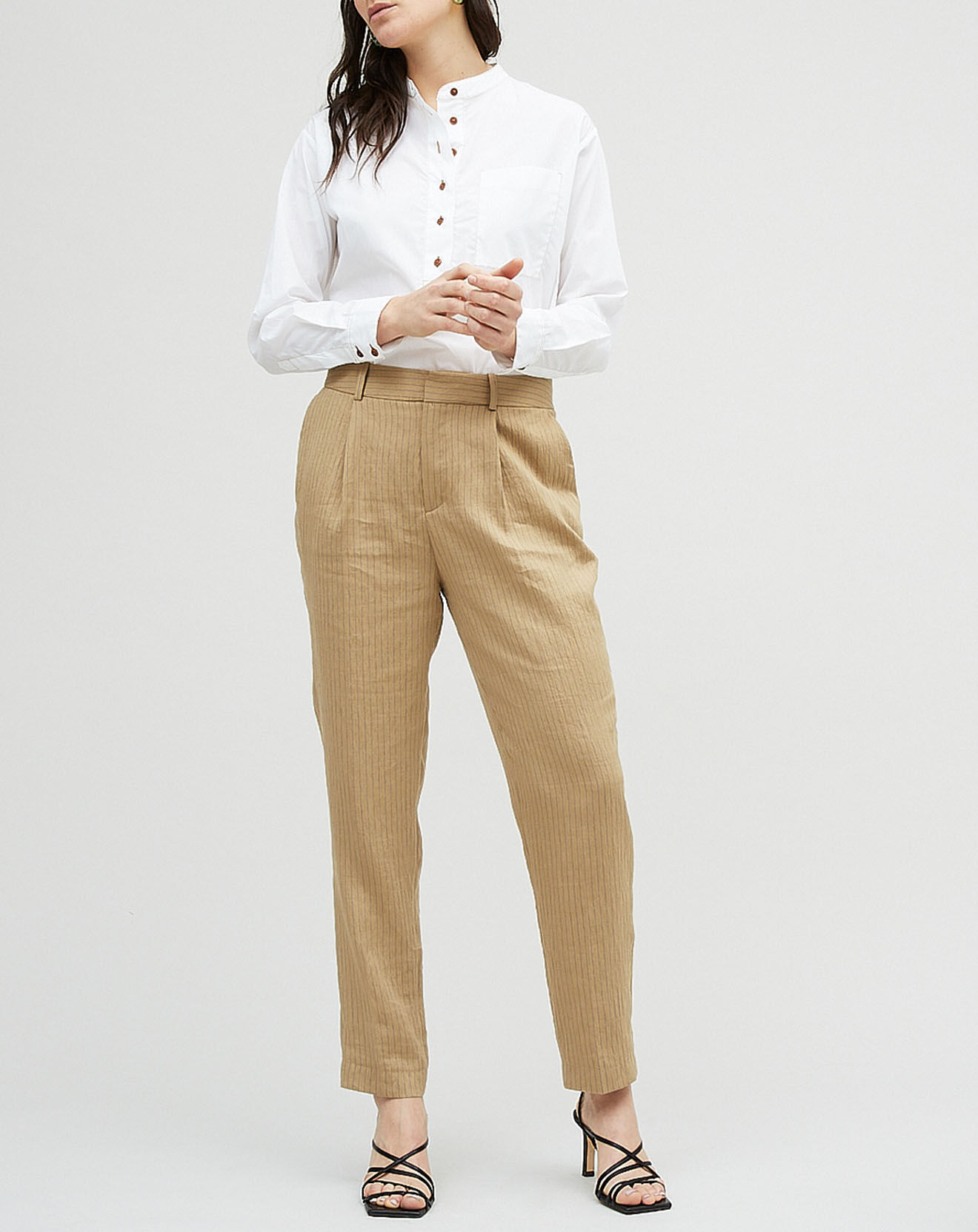 Chloé Stora Pantalon en Lin mélangé Philou beige