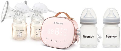 Beemoo CARE Duo Elektrisk Dobbelbrystpumpe inkl. Brystmelkflaske180 ml 2-pack