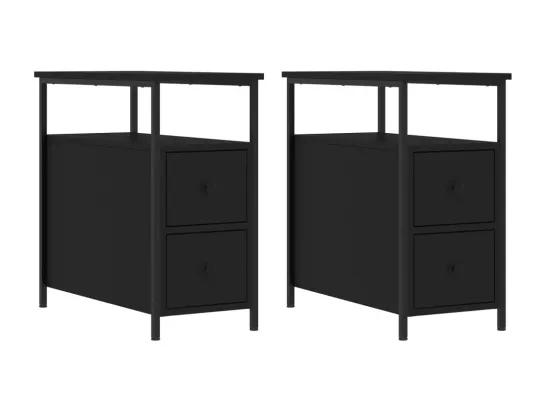 Tables de chevet 2 pcs noir 30x60x60 cm bois d’ingénierie