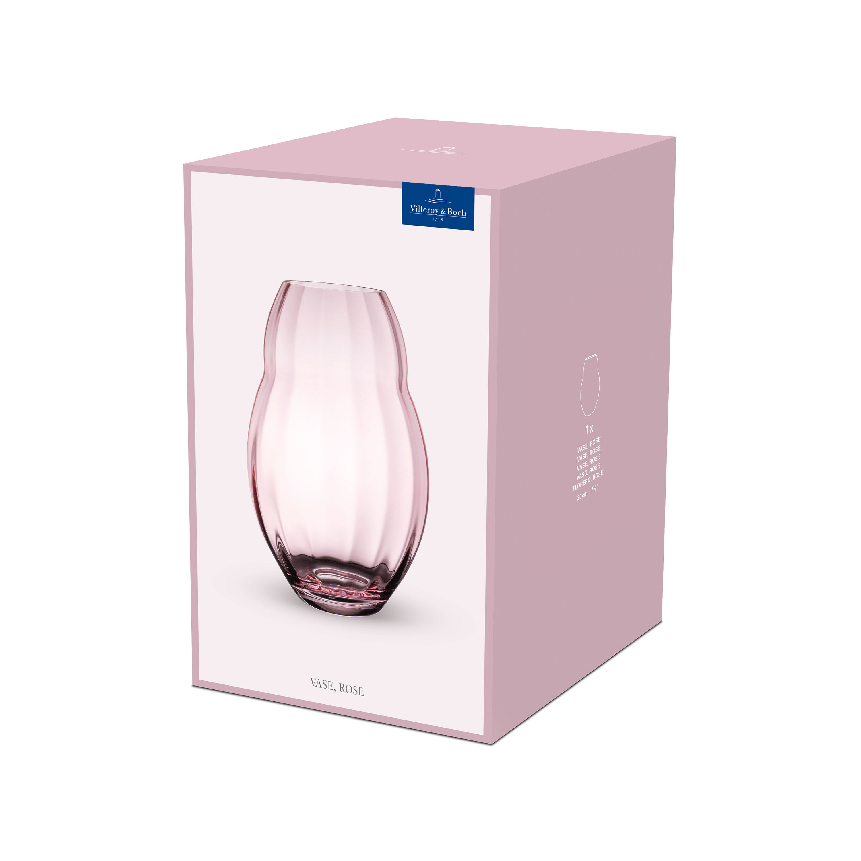 Rose Garden Vase Pink, 5.1'' x 7.9'', crystal glass