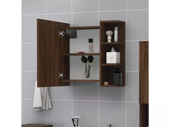 Armoire à miroir de salle de bain Chêne marron 62,5x20,5x64 cm