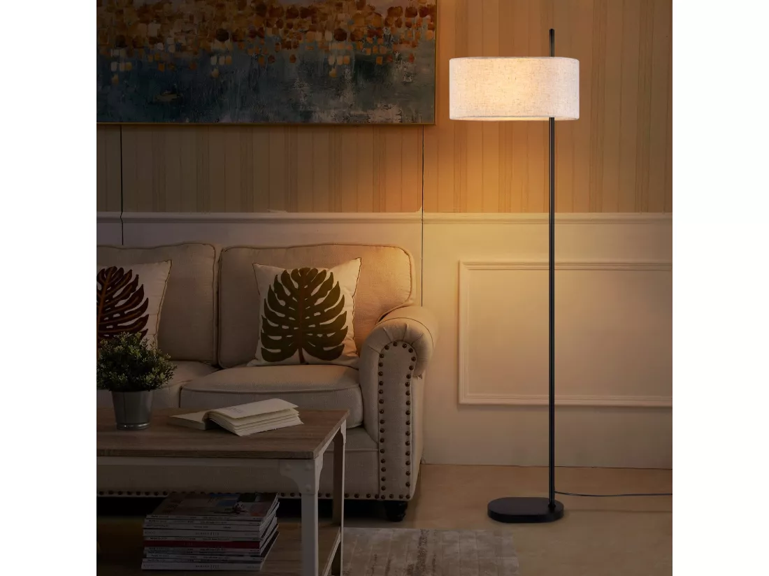 NETTLIFE Lampadaire salon lampadaire vintage 154cm noir E27 lampadaires avec interrupteur au pied