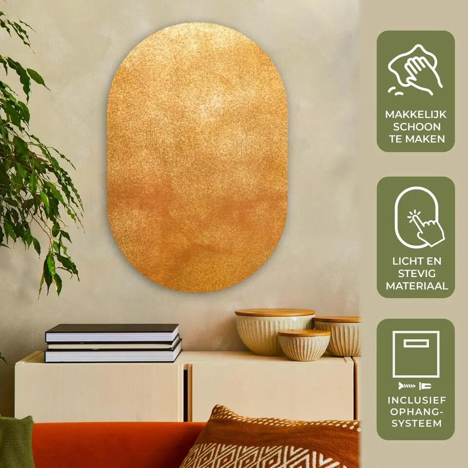 MuchoWow Wand decoratie 60x90cm IJzer Roest Goud Metaal
