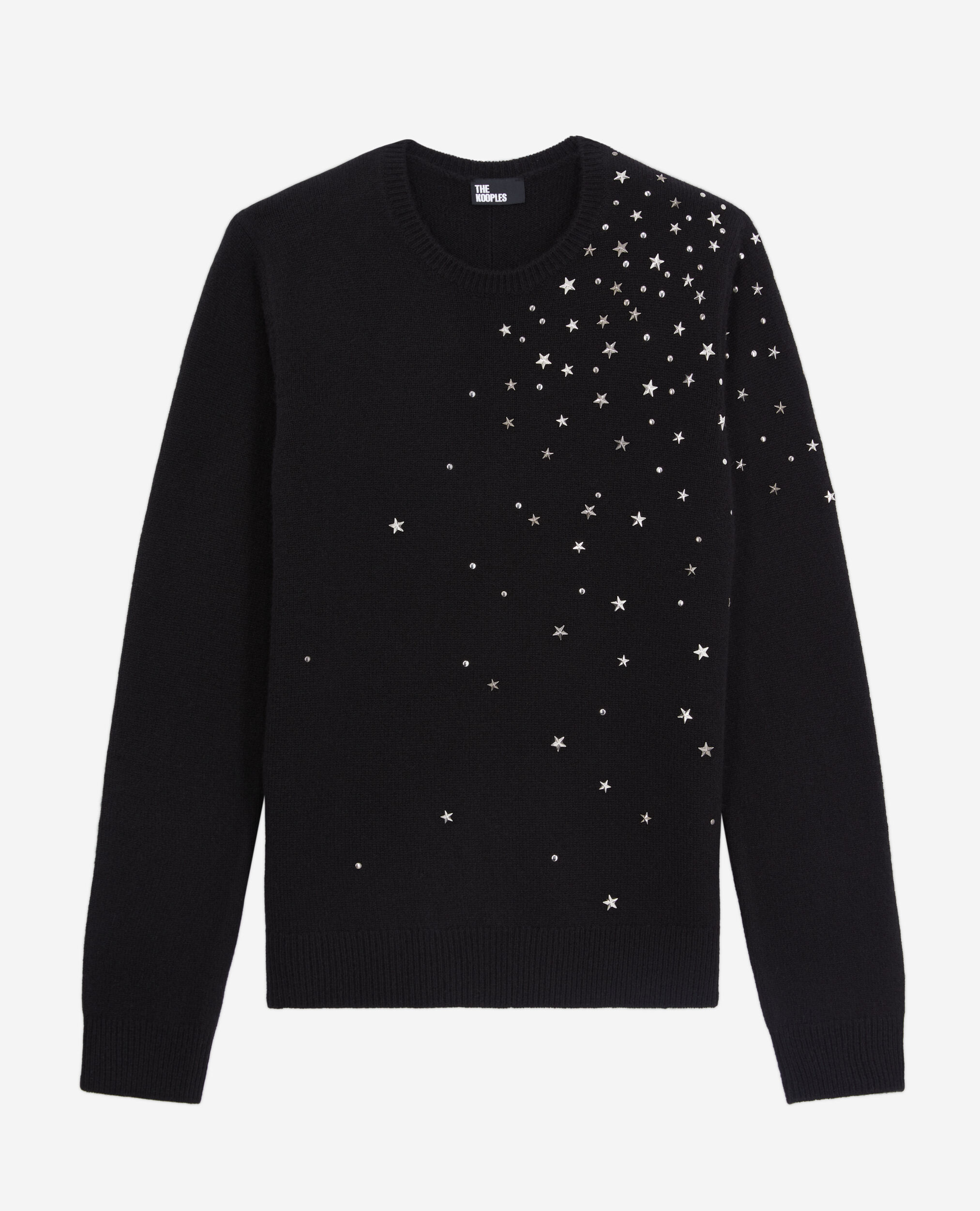 Black cashmere blend sweater with stars