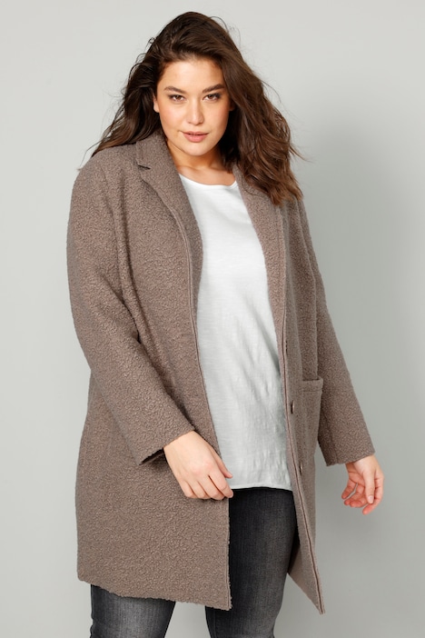 Kurzmantel, Straight Fit, Bouclé, Revers, Langarm