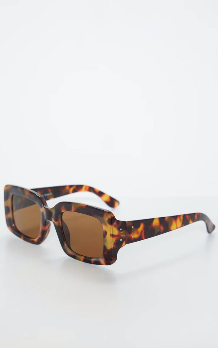 Tortoiseshell Lunettes De Soleil Écaille De Tortue Monture Rectangulaire Épaisse