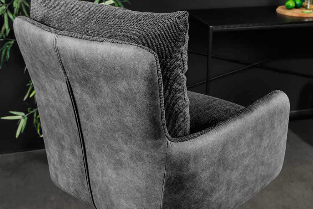 Drehbarer Design Barhocker BIG GEORGE anthrazit Samt Taschenfederkern mit Armlehnen