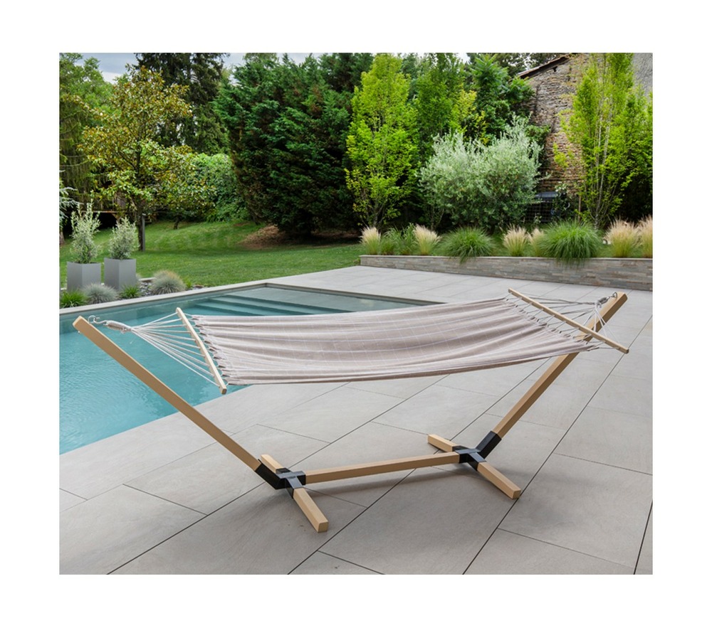 Kigali xl - hamac sur pied - 1 place - beige