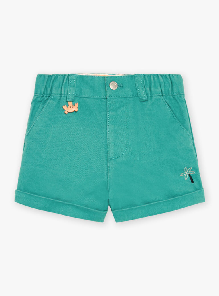 Short en twill turquoise moyen