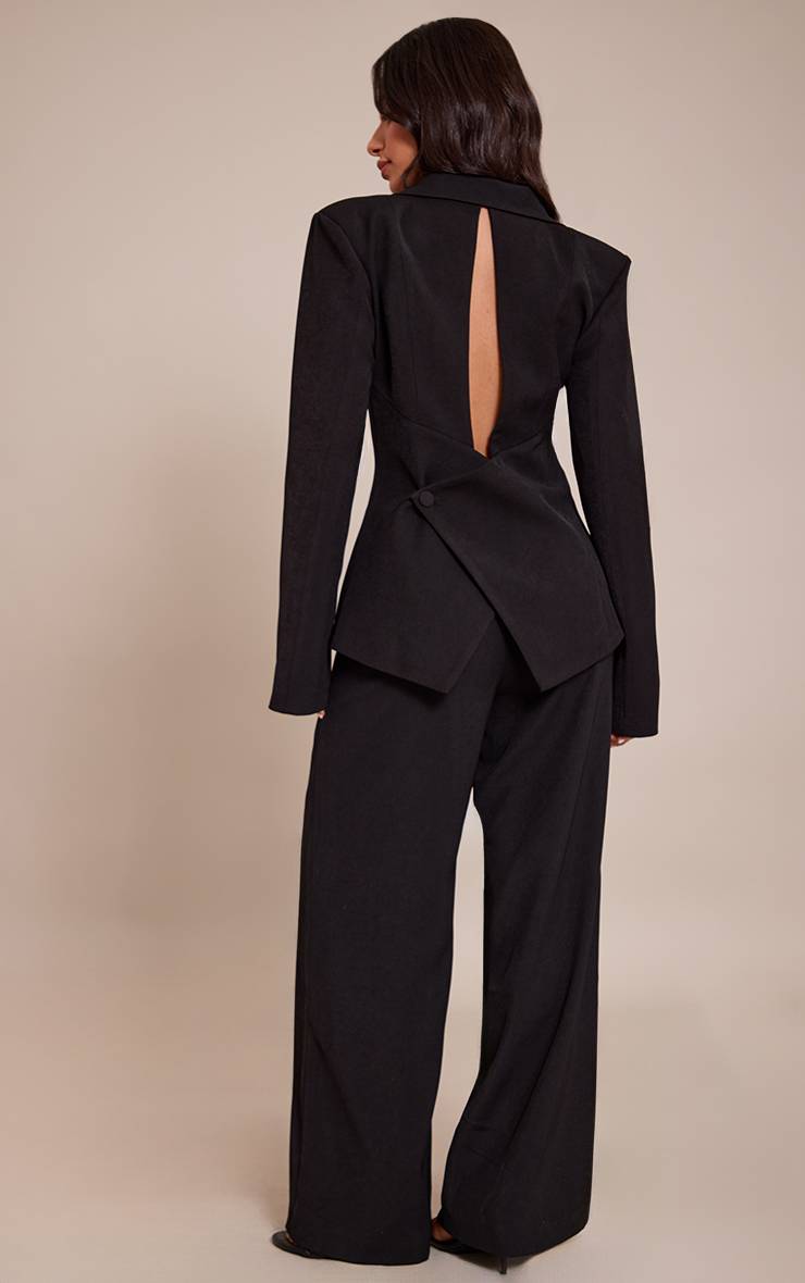 Noir Pantalon Large Taille Mi-haute Coupe Ajustée Petite