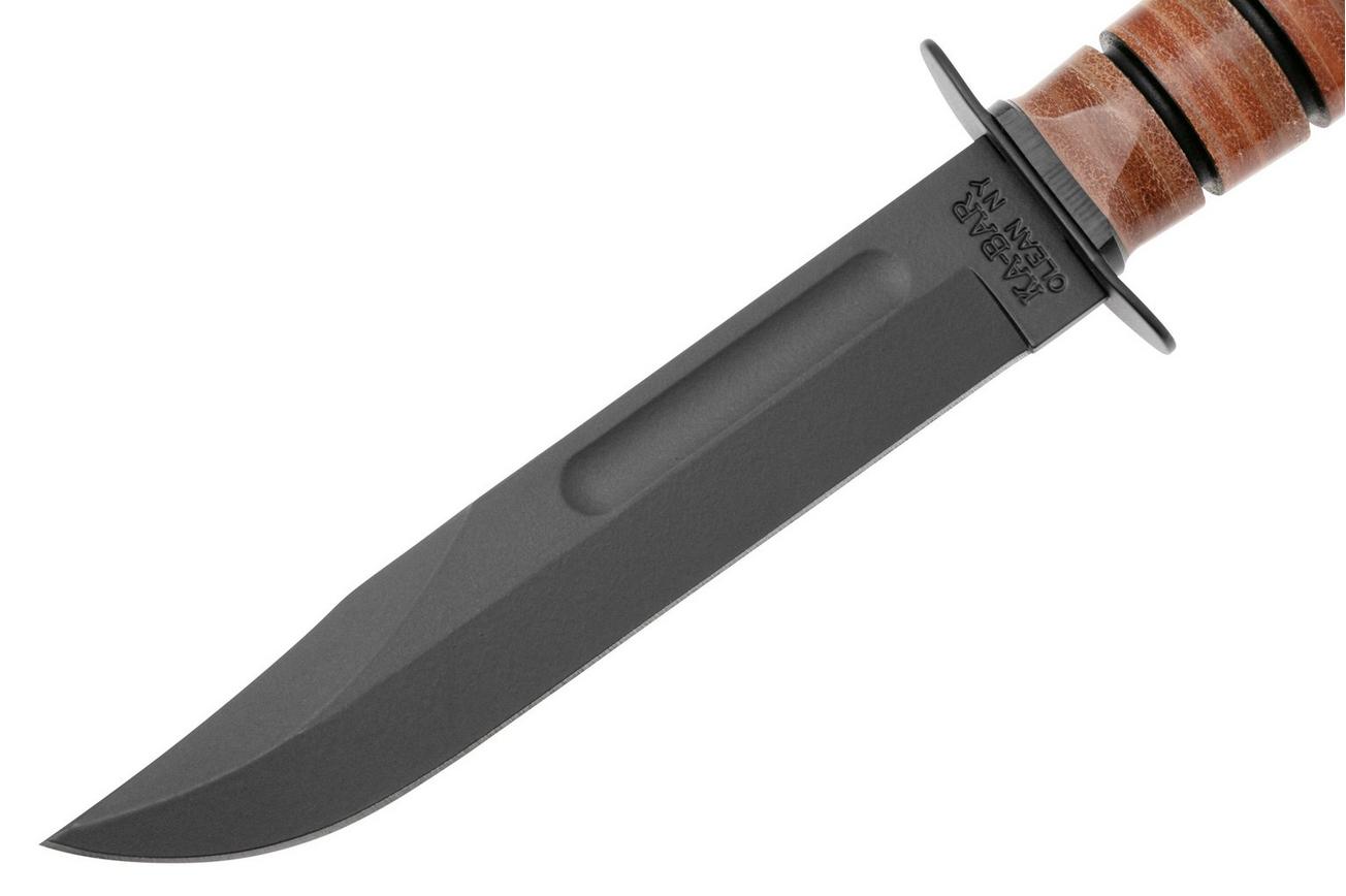 KA-BAR USN 5025 Plain Edge, Leather, FRN foedraal, survivalmes