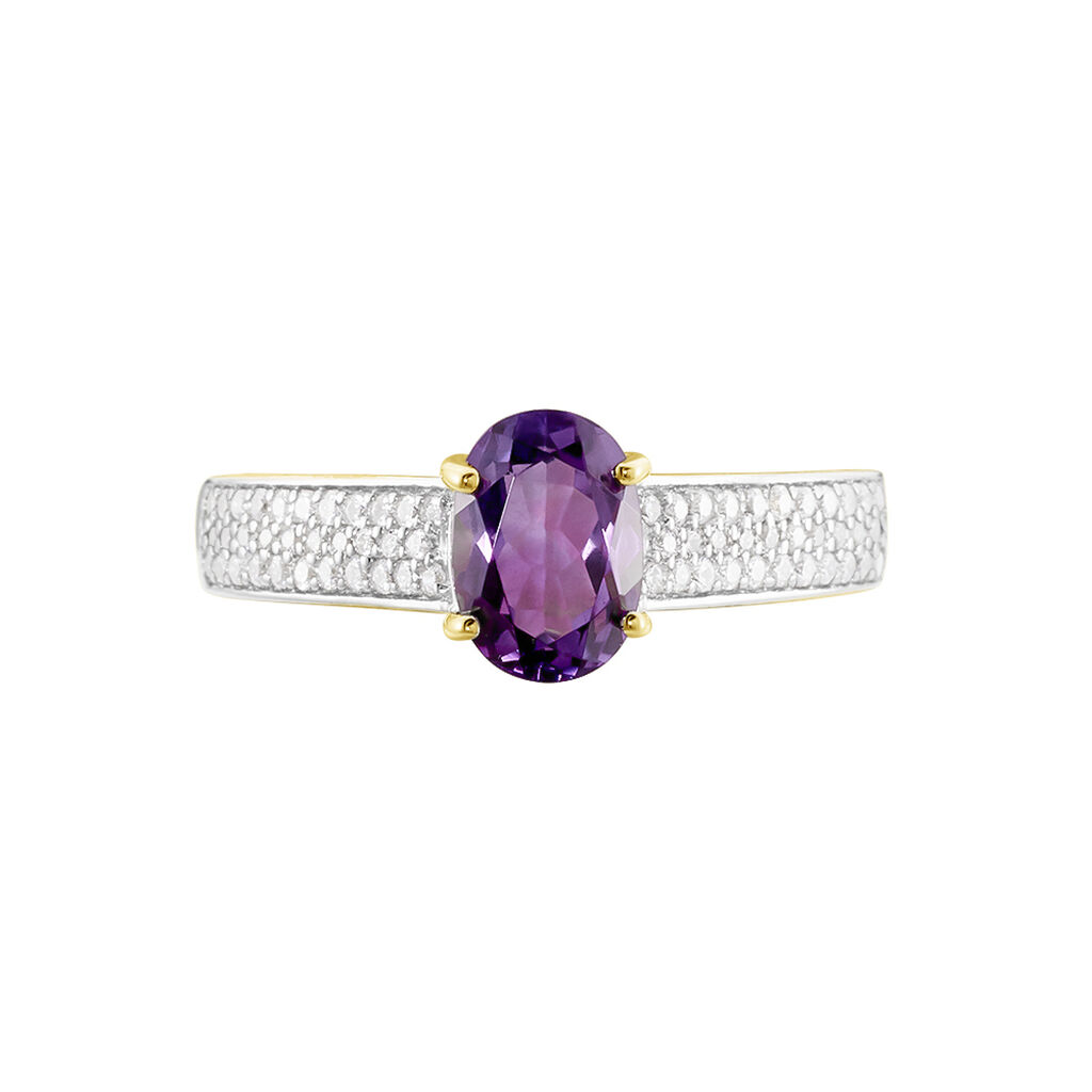 Bague Solitaire Crista Or Jauneamethyste Et Oxyde