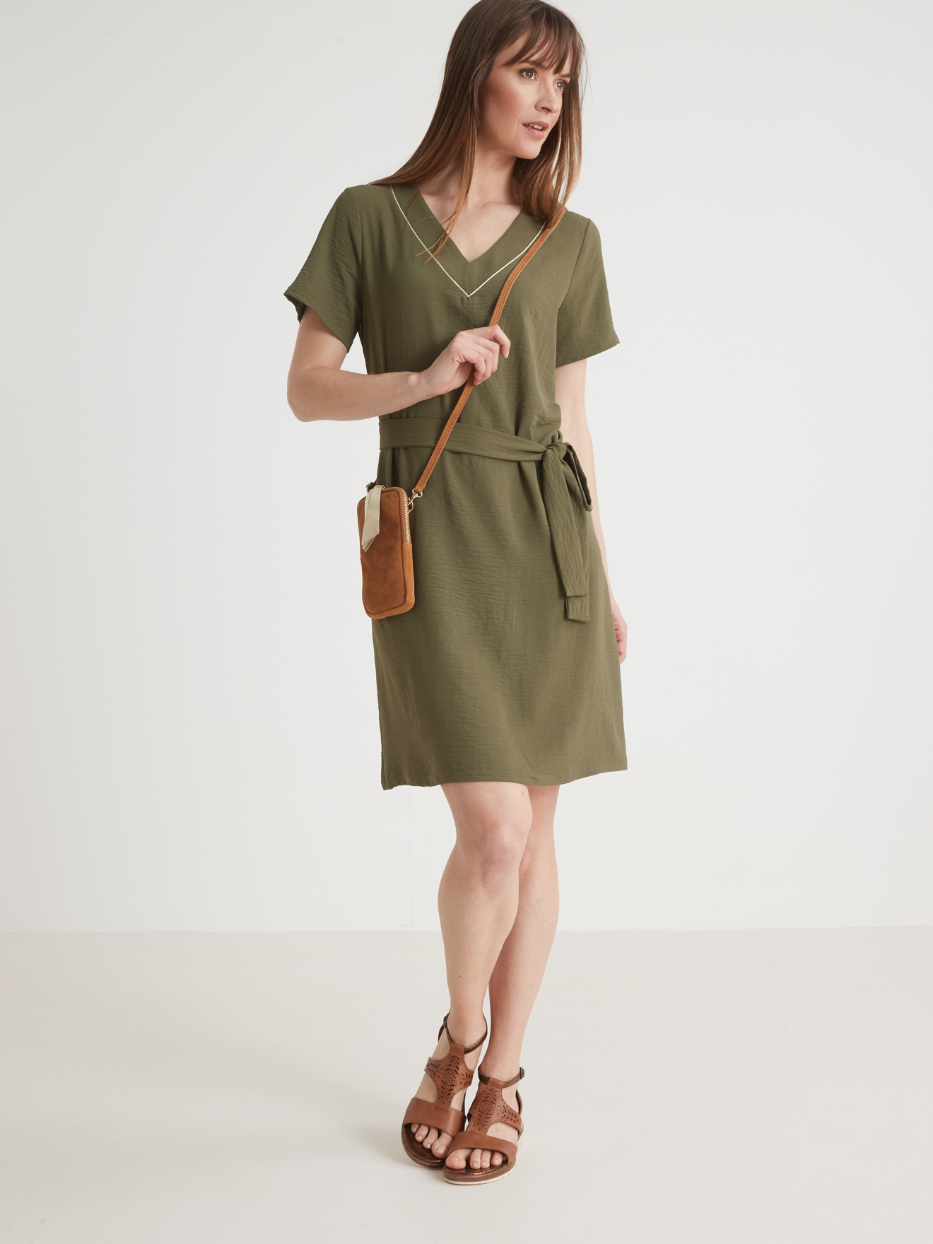 Robe légère en crêpe effet gaufré