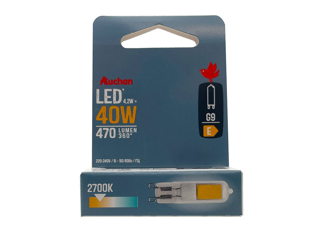 LÂMPADA LED AUCHAN G9 40W LUZ AMARELA